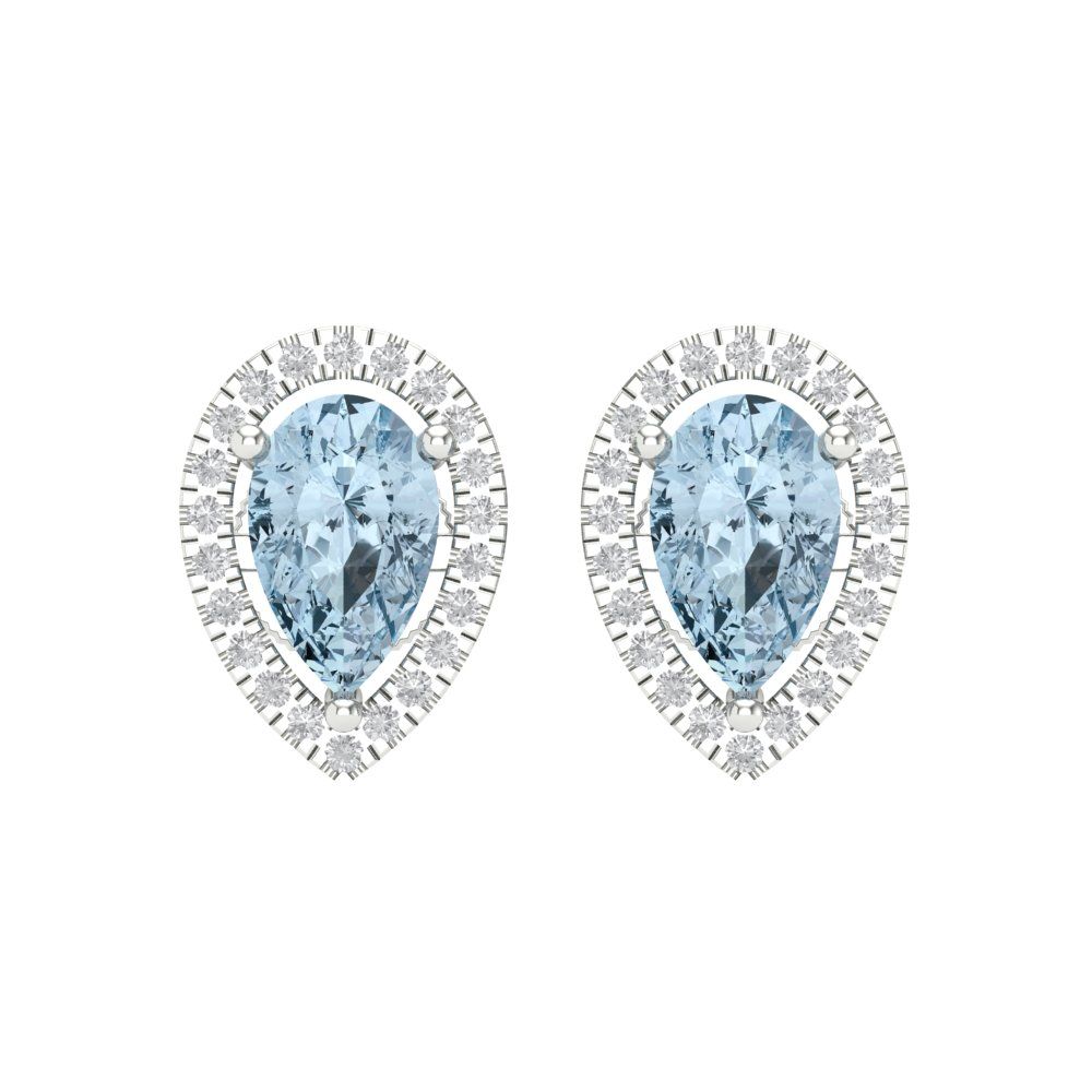 2.72cttw Aquamarine Gold-Plated 925 Silver Screw Back Stud Earrings