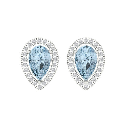 2.72cttw Aquamarine Gold-Plated 925 Silver Screw Back Stud Earrings