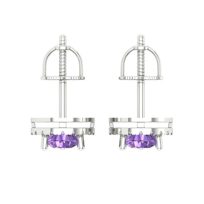 2.72cttw Alexandrite Gold-Plated 925 Silver Screw Back Stud Earrings