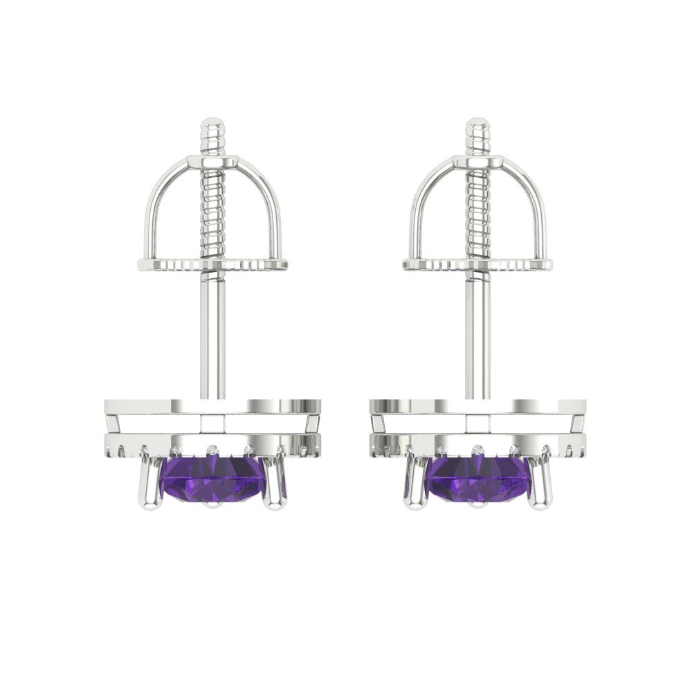 2.72cttw Amethyst Gold-Plated 925 Silver Screw Back Stud Earrings