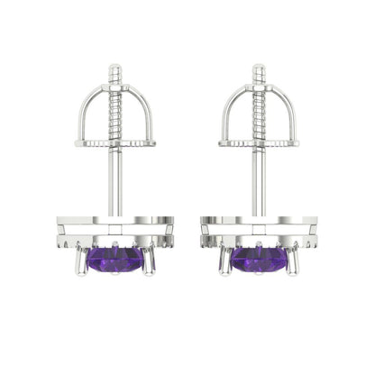2.72cttw Amethyst Gold-Plated 925 Silver Screw Back Stud Earrings