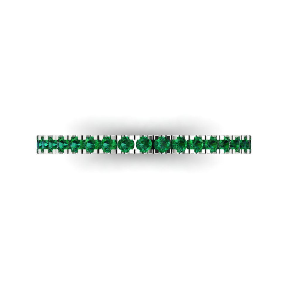0.285 cttw Simulated Emerald Round Cut White Gold Eternity Wedding Band