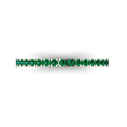 0.285 cttw Simulated Emerald Round Cut White Gold Eternity Wedding Band