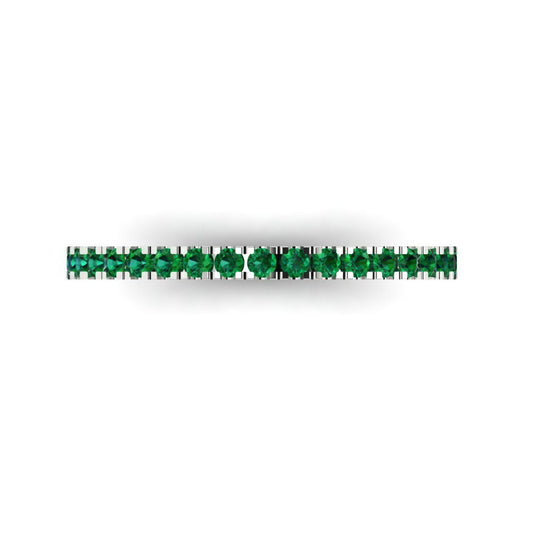 0.285 cttw Simulated Emerald Round Cut White Gold Eternity Wedding Band