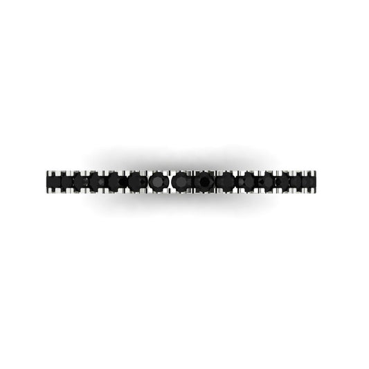 0.285 cttw Natural Onyx Round Cut White Gold Eternity Wedding Band