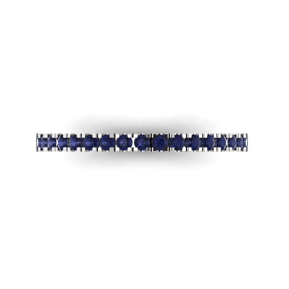 0.285 cttw Simulated Blue Sapphire Round Cut White Gold Eternity Wedding Band