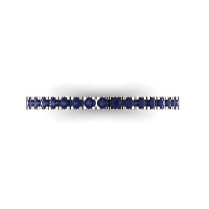 0.285 cttw Simulated Blue Sapphire Round Cut White Gold Eternity Wedding Band