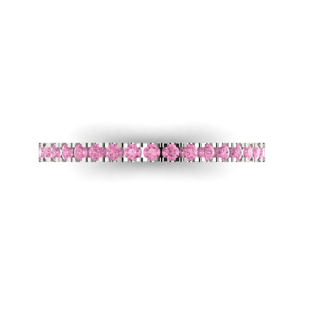 0.285 cttw Simulated Pink Diamond Round Cut White Gold Eternity Wedding Band