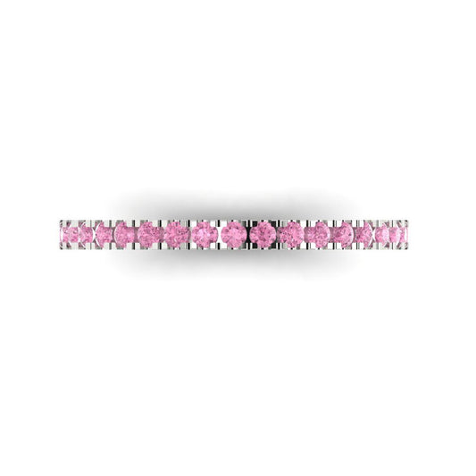 0.285 cttw Simulated Pink Diamond Round Cut White Gold Eternity Wedding Band
