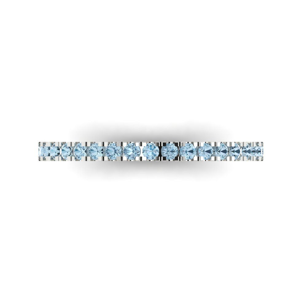 0.285 cttw Natural Aquamarine Round Cut White Gold Eternity Wedding Band