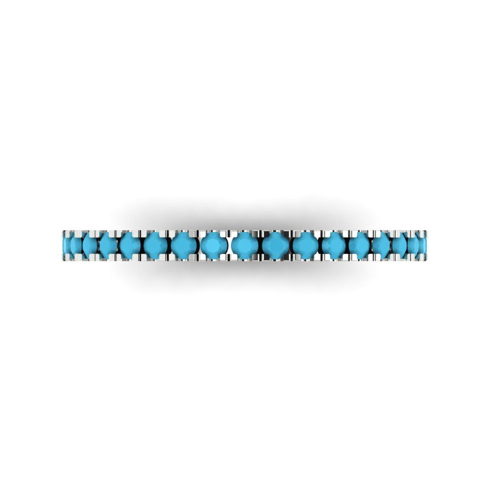 0.285 cttw Simulated Turquoise Round Cut White Gold Eternity Wedding Band