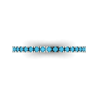 0.285 cttw Simulated Turquoise Round Cut White Gold Eternity Wedding Band