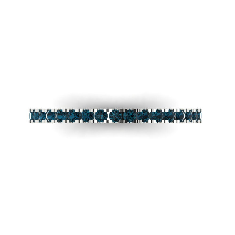 0.285 cttw Natural London Blue Topaz Round Cut White Gold Eternity Wedding Band