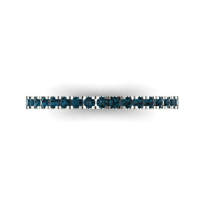 0.285 cttw Natural London Blue Topaz Round Cut White Gold Eternity Wedding Band