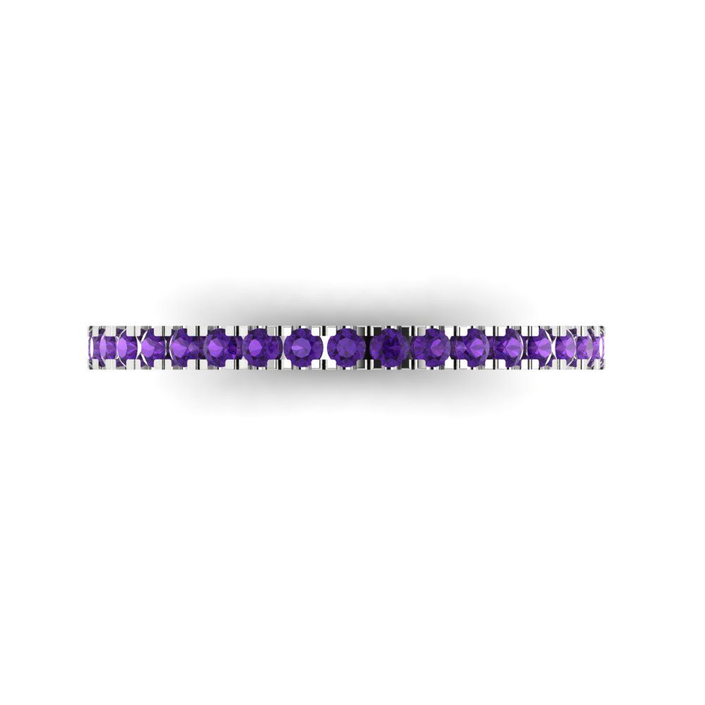 0.285 cttw Natural Amethyst Round Cut White Gold Eternity Wedding Band