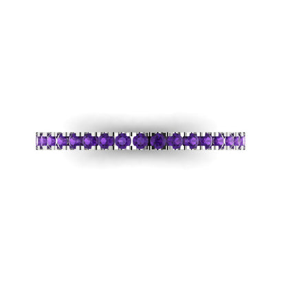 0.285 cttw Natural Amethyst Round Cut White Gold Eternity Wedding Band