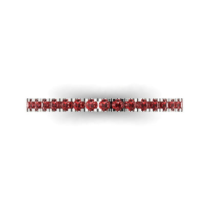 0.285 cttw Natural Garnet Round Cut White Gold Eternity Wedding Band