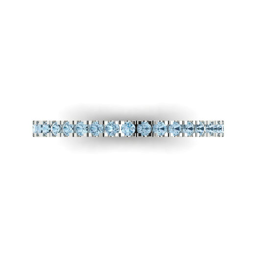 0.285 cttw Natural Sky Blue Topaz Round Cut White Gold Eternity Wedding Band