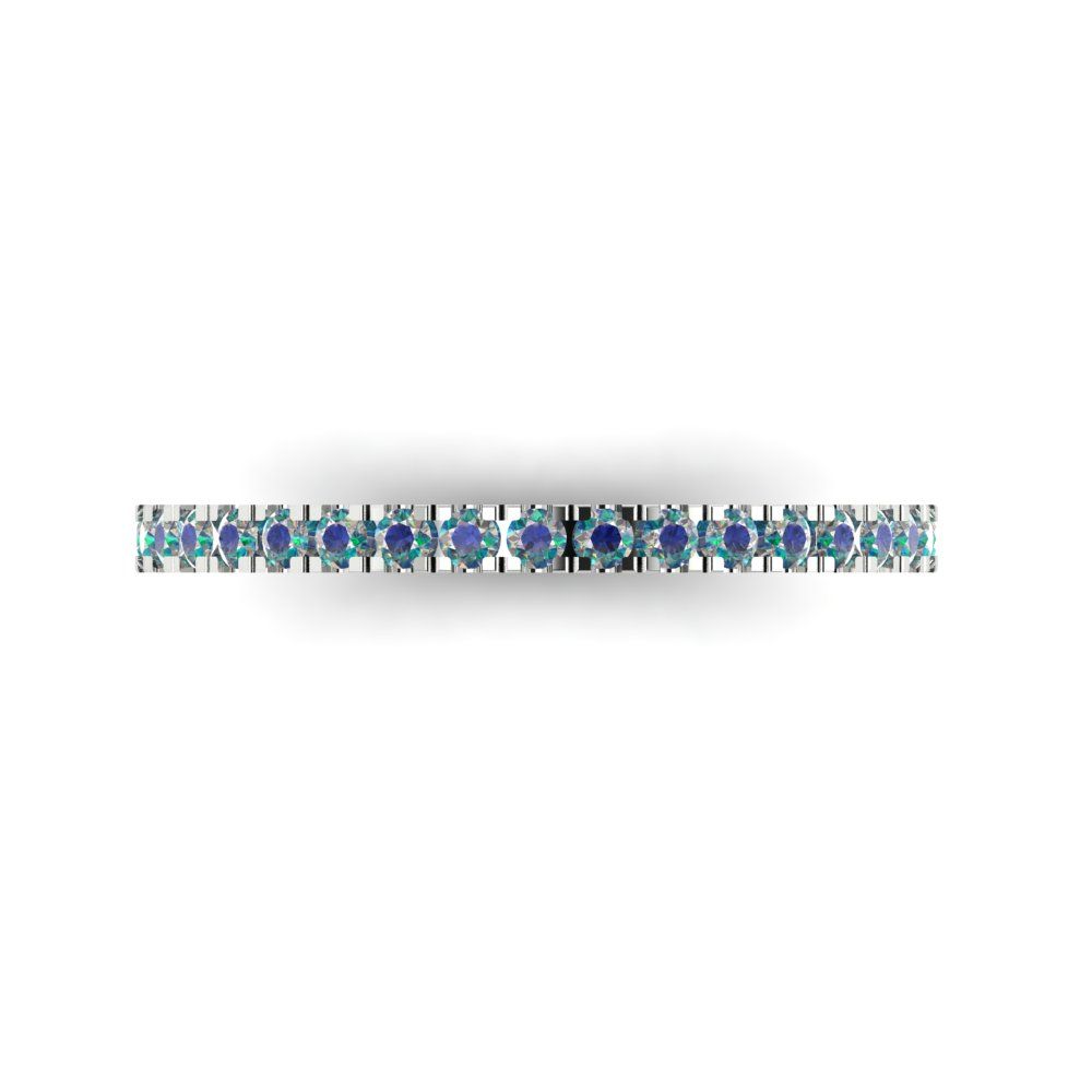 0.285 cttw Blue Moissanite Round Cut White Gold Eternity Wedding Band