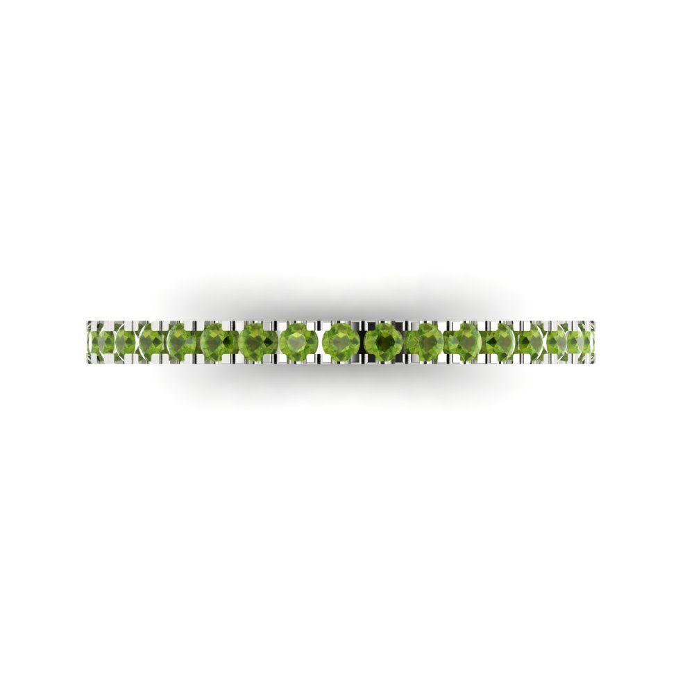 0.285 cttw Natural Peridot Round Cut White Gold Eternity Wedding Band
