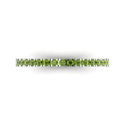 0.285 cttw Natural Peridot Round Cut White Gold Eternity Wedding Band