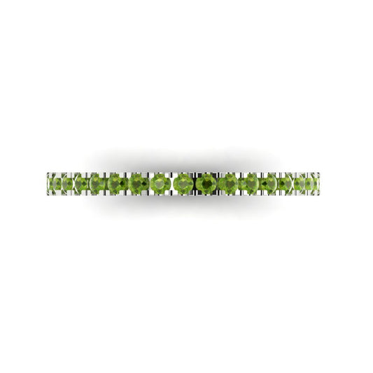 0.285 cttw Natural Peridot Round Cut White Gold Eternity Wedding Band