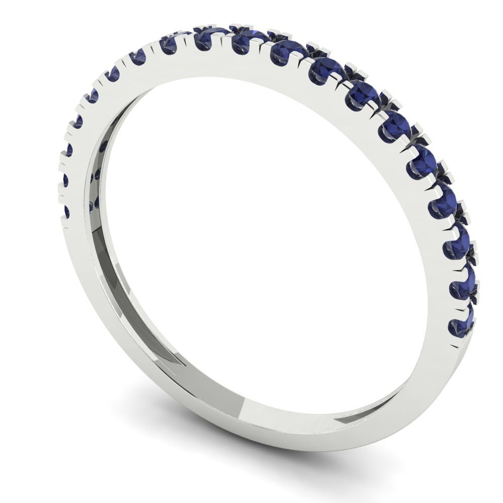 0.285 cttw Simulated Blue Sapphire Round Cut White Gold Eternity Wedding Band