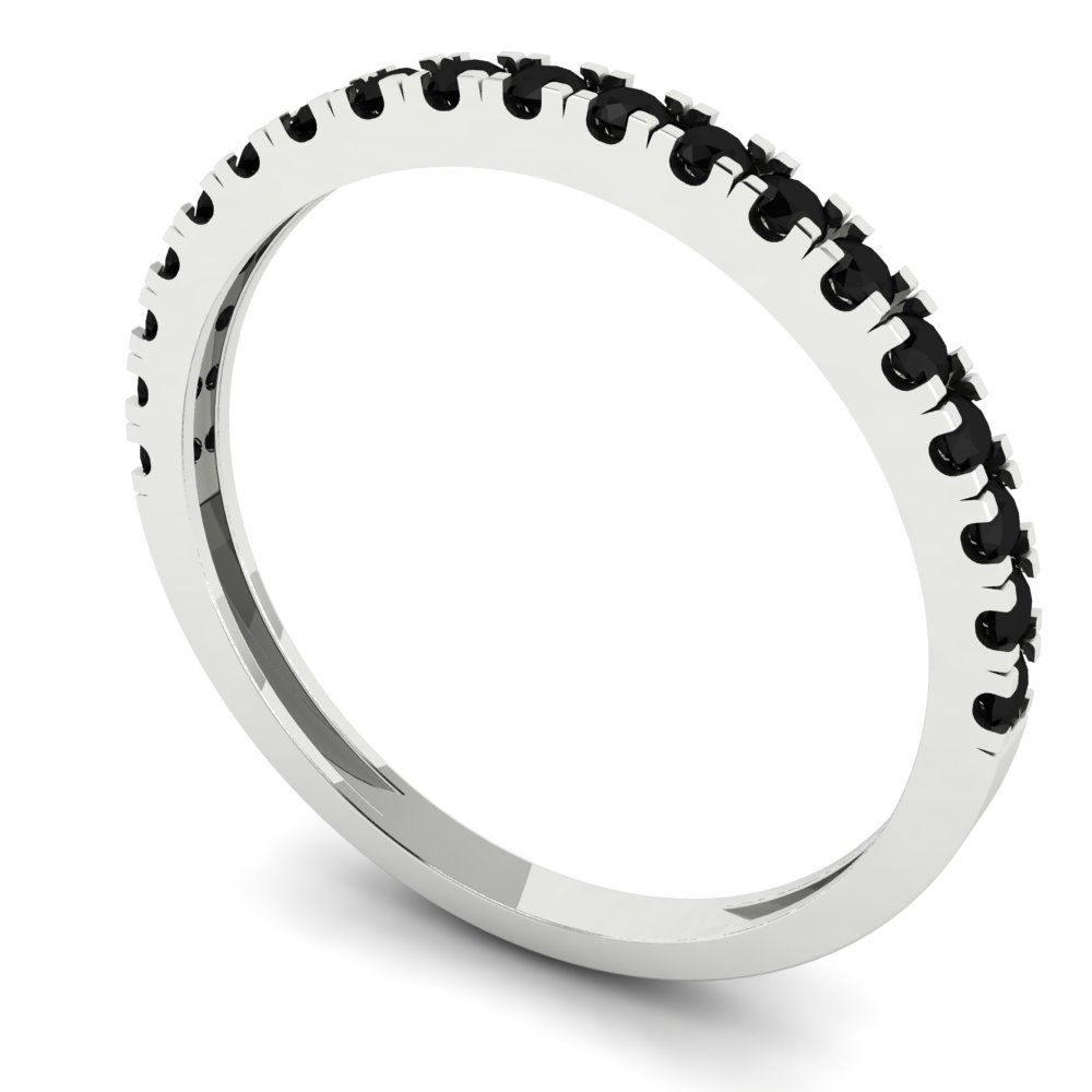 0.285 cttw Natural Onyx Round Cut White Gold Eternity Wedding Band