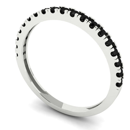 0.285 cttw Natural Onyx Round Cut White Gold Eternity Wedding Band