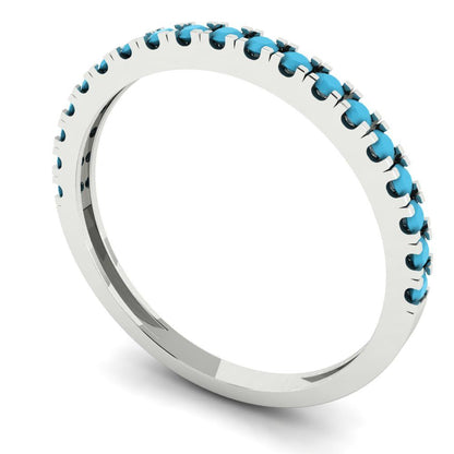 0.285 cttw Simulated Turquoise Round Cut White Gold Eternity Wedding Band