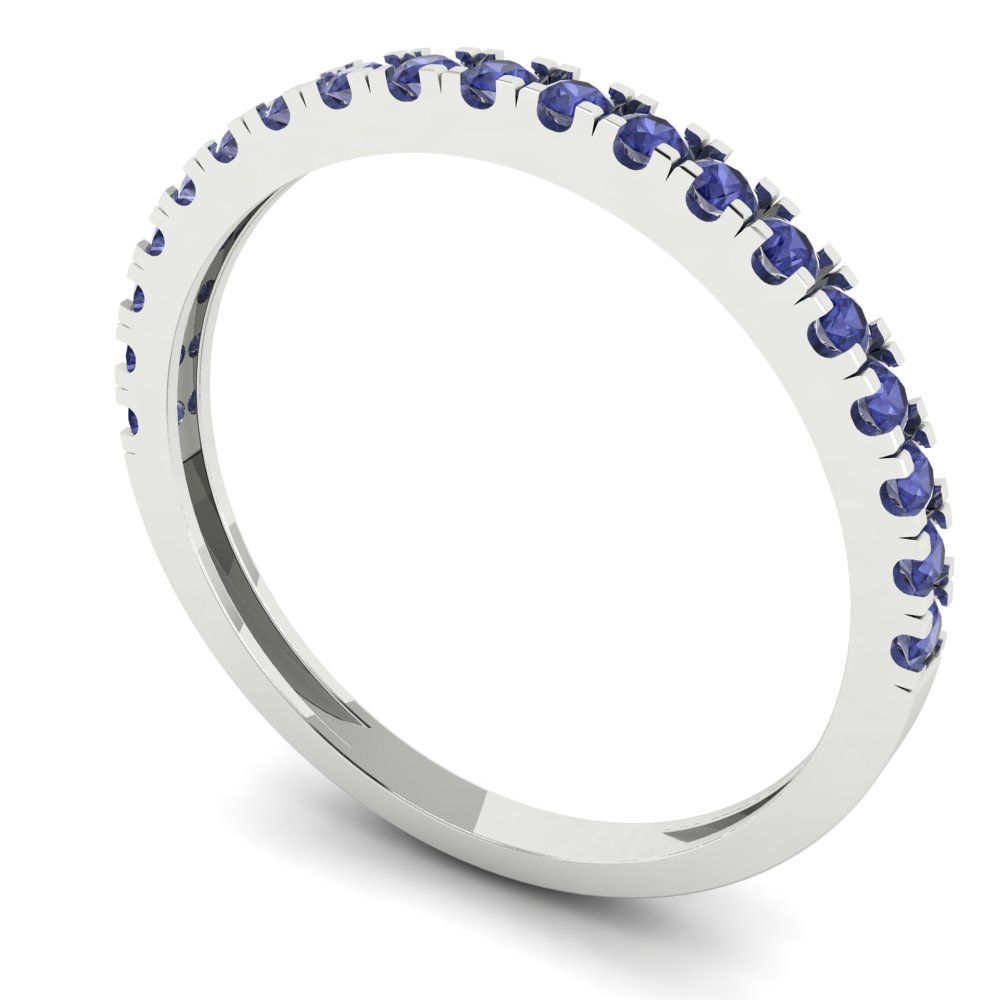 0.285 cttw Simulated Tanzanite Round Cut White Gold Eternity Wedding Band