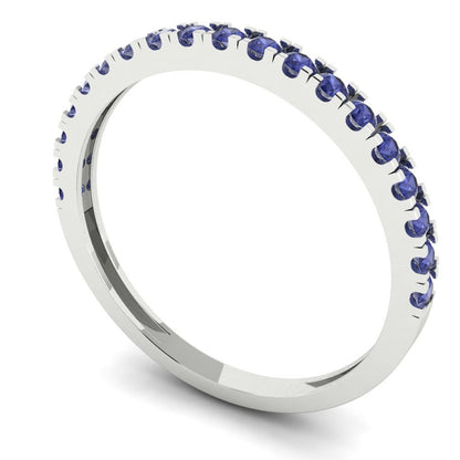 0.285 cttw Simulated Tanzanite Round Cut White Gold Eternity Wedding Band