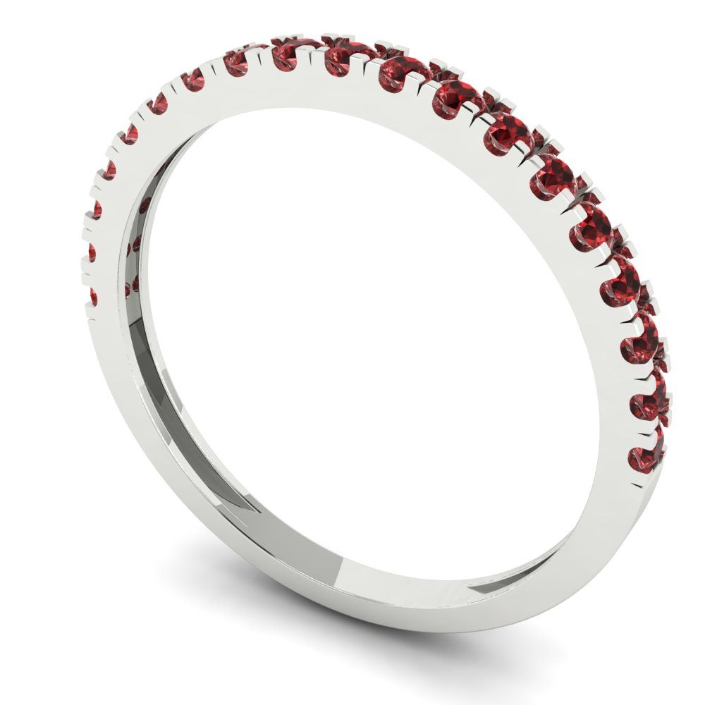 0.285 cttw Natural Garnet Round Cut White Gold Eternity Wedding Band