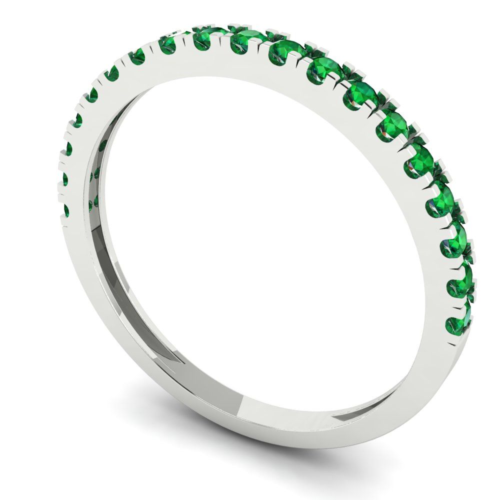 0.285 cttw Simulated Emerald Round Cut White Gold Eternity Wedding Band