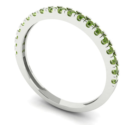 0.285 cttw Natural Peridot Round Cut White Gold Eternity Wedding Band