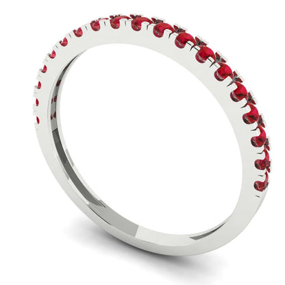 0.285 cttw Simulated Ruby Round Cut White Gold Eternity Wedding Band