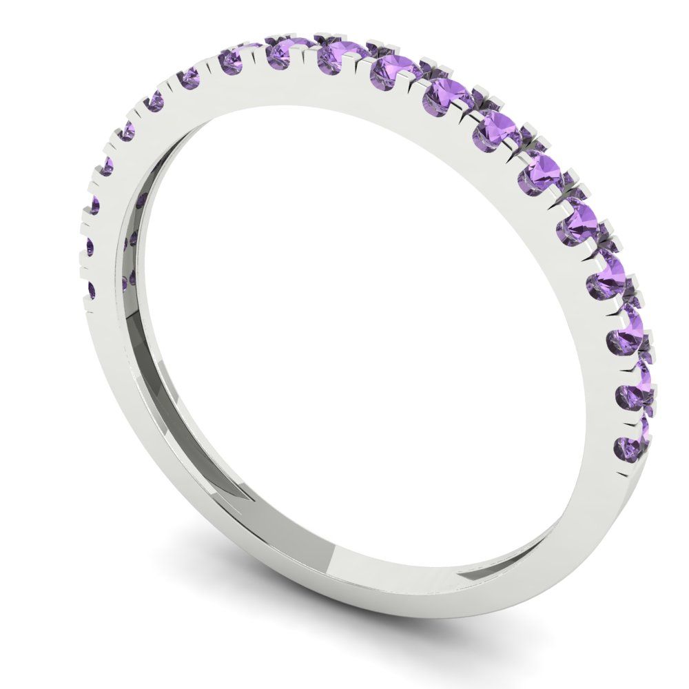 0.285 cttw Simulated Alexandrite Round Cut White Gold Eternity Wedding Band