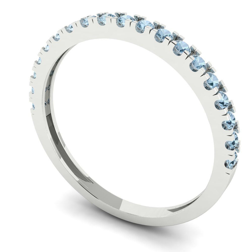 0.285 cttw Natural Swiss Blue Topaz Round Cut White Gold Eternity Wedding Band