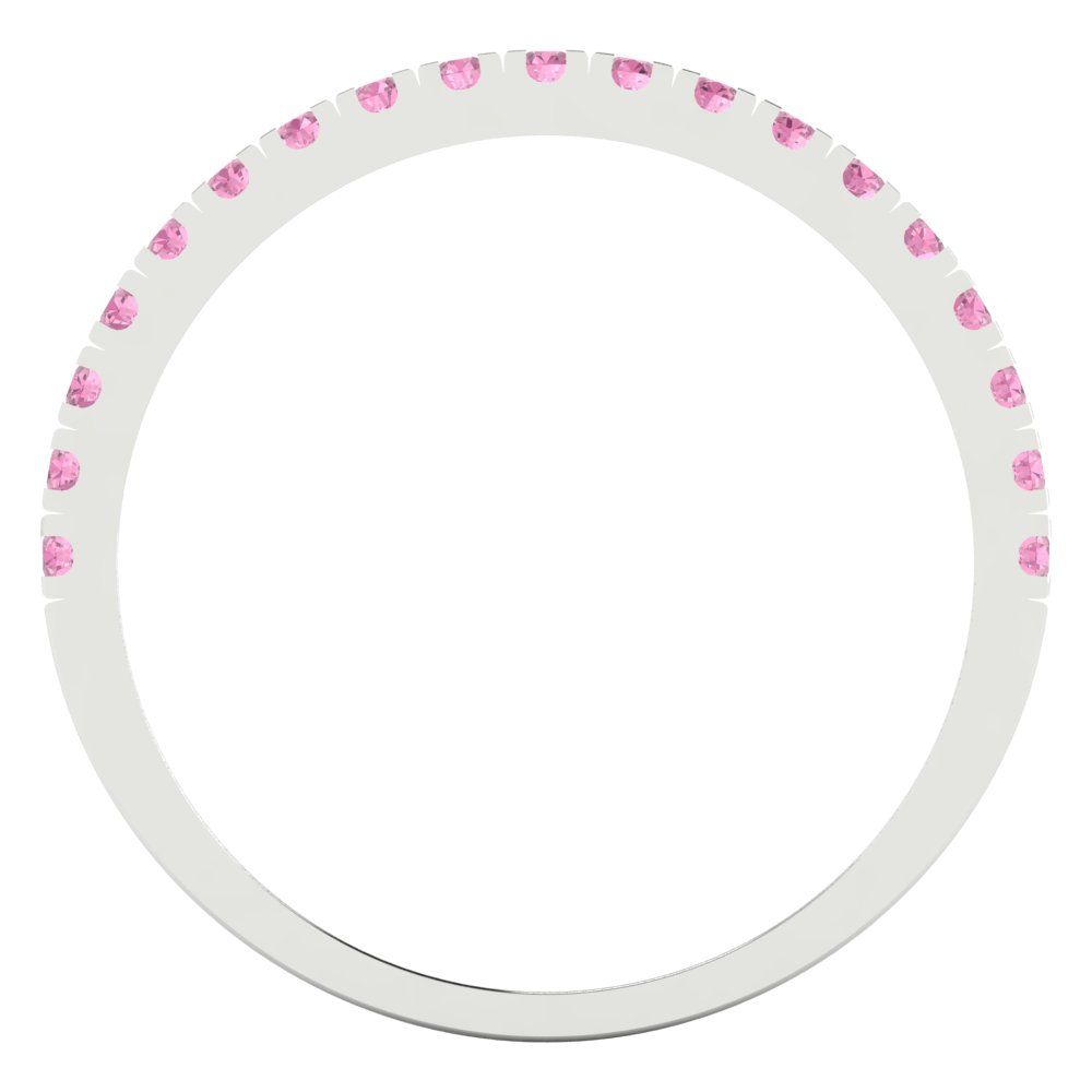 0.285 cttw Simulated Pink Diamond Round Cut White Gold Eternity Wedding Band