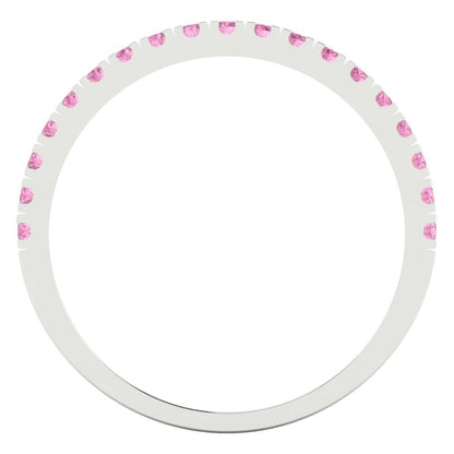 0.285 cttw Simulated Pink Diamond Round Cut White Gold Eternity Wedding Band