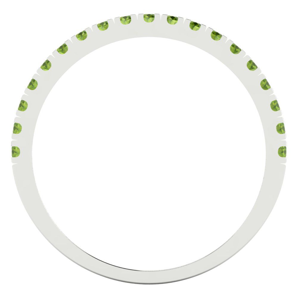 0.285 cttw Natural Peridot Round Cut White Gold Eternity Wedding Band