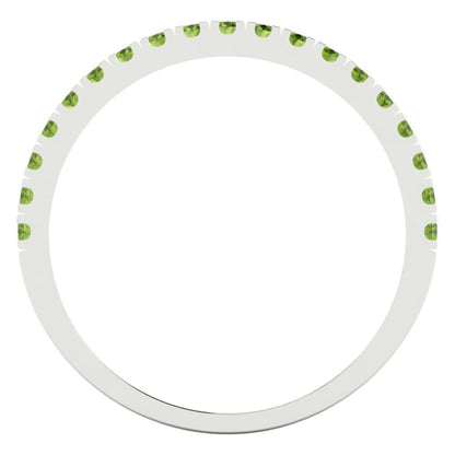0.285 cttw Natural Peridot Round Cut White Gold Eternity Wedding Band
