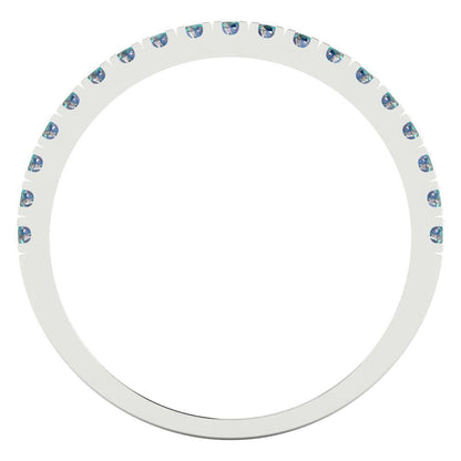 0.285 cttw Blue Moissanite Round Cut White Gold Eternity Wedding Band