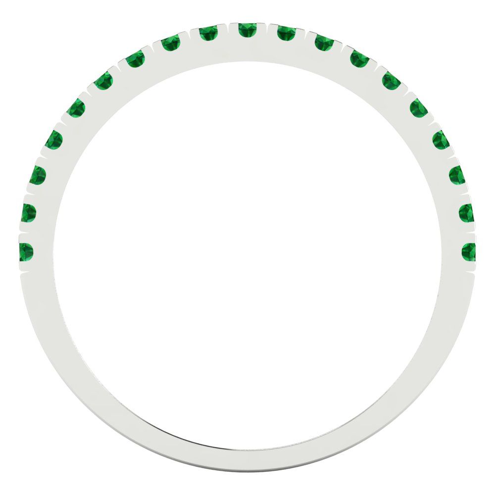 0.285 cttw Simulated Emerald Round Cut White Gold Eternity Wedding Band