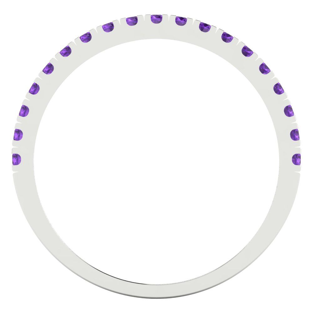 0.285 cttw Natural Amethyst Round Cut White Gold Eternity Wedding Band