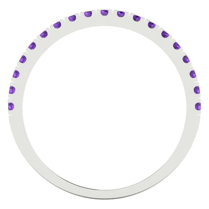 0.285 cttw Natural Amethyst Round Cut White Gold Eternity Wedding Band