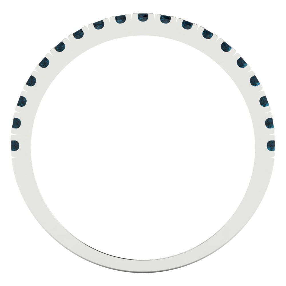 0.285 cttw Natural London Blue Topaz Round Cut White Gold Eternity Wedding Band