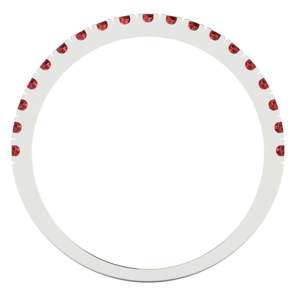 0.285 cttw Natural Garnet Round Cut White Gold Eternity Wedding Band