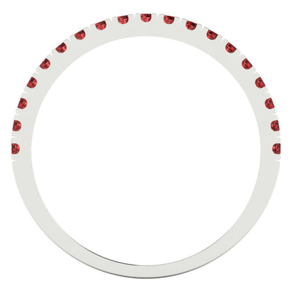 0.285 cttw Natural Garnet Round Cut White Gold Eternity Wedding Band