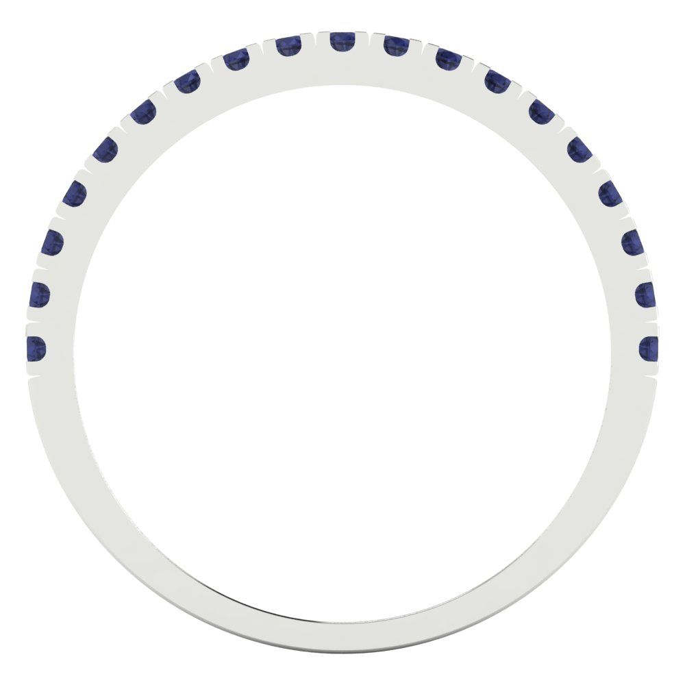 0.285 cttw Simulated Blue Sapphire Round Cut White Gold Eternity Wedding Band